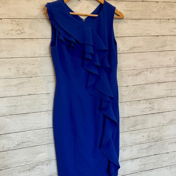 Calvin Klein Dresses & Skirts - Calvin Klein Royal Blue Ruffle Dress